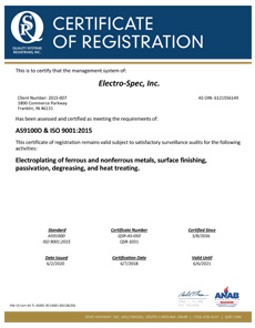 AS9100D & ISO 9001:2015 Certificate Preview